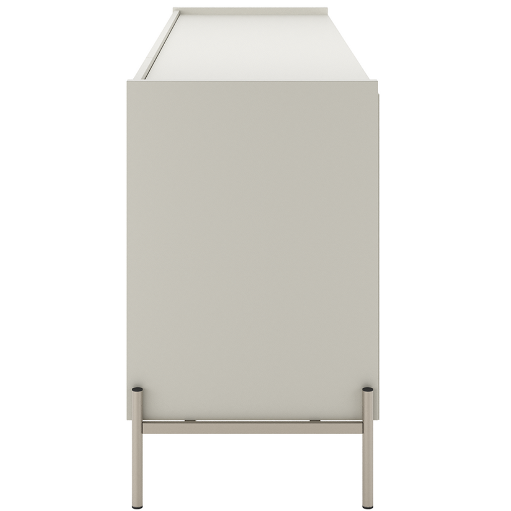 Balcão Buffet Jasper Província 184cm 3 Portas 3 Gavetas Champanhe e Off White