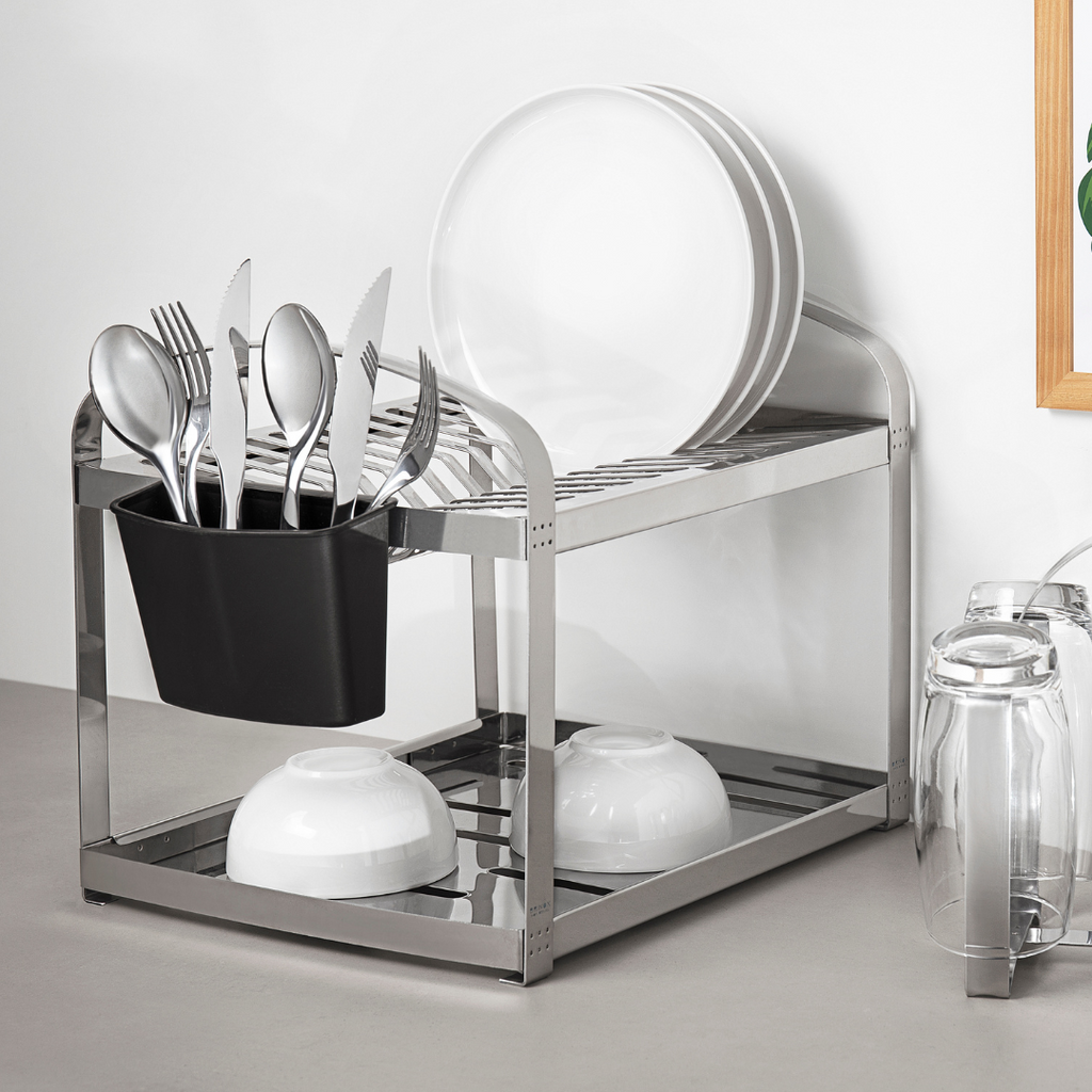Escorredor de Louça Brinox Suprema com Porta Talheres 16 Pratos Inox
