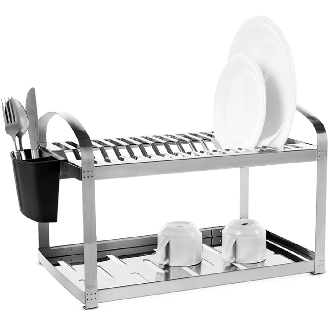 Escorredor de Louça Brinox Suprema com Porta Talheres 16 Pratos Inox