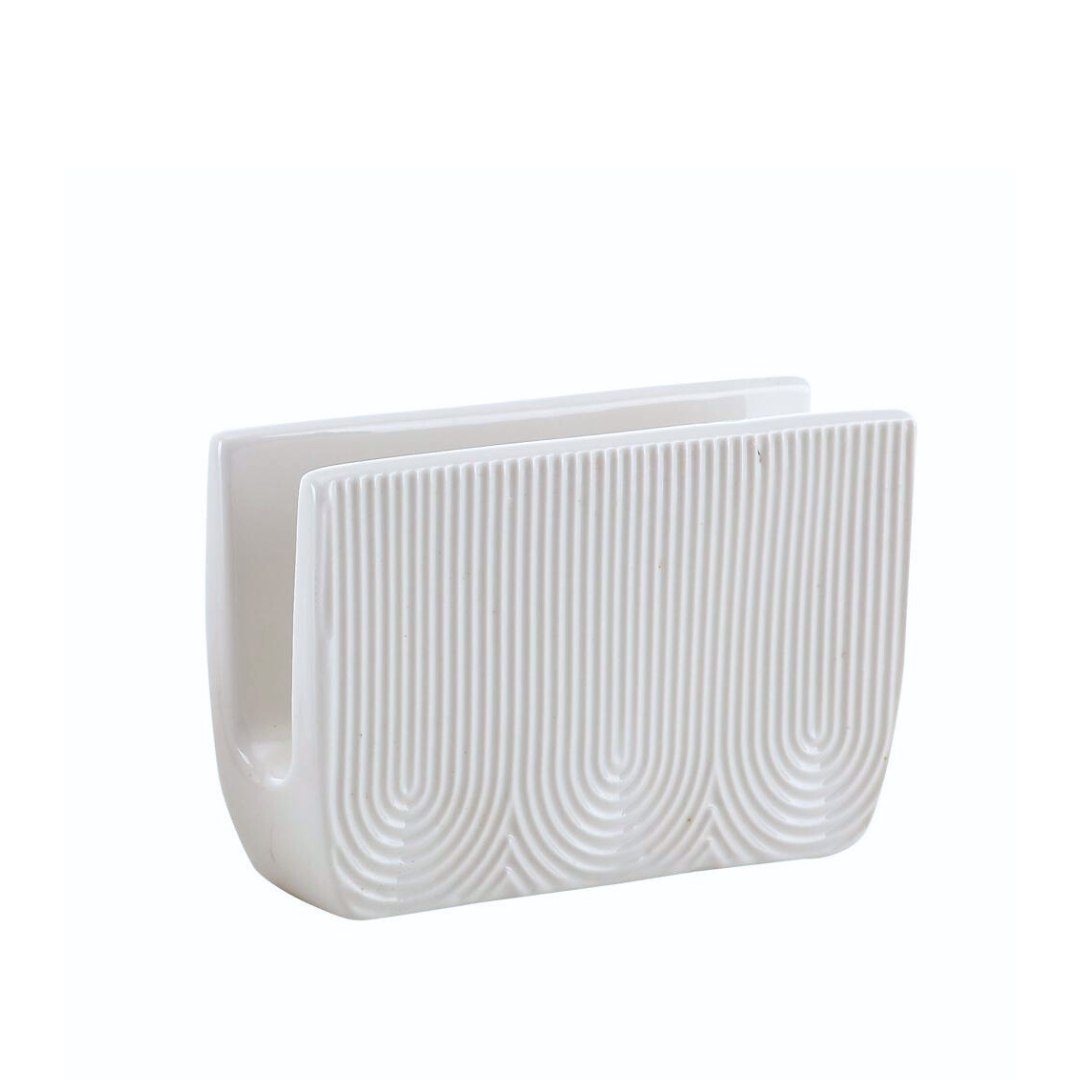 Porta Guardanapo de Cerâmica Etilux Oasis 12cm Branco
