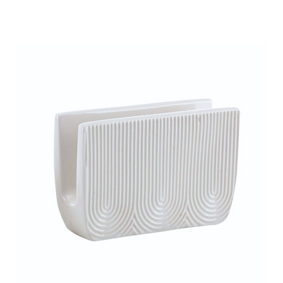 Porta Guardanapo de Cerâmica Etilux Oasis 12cm Branco