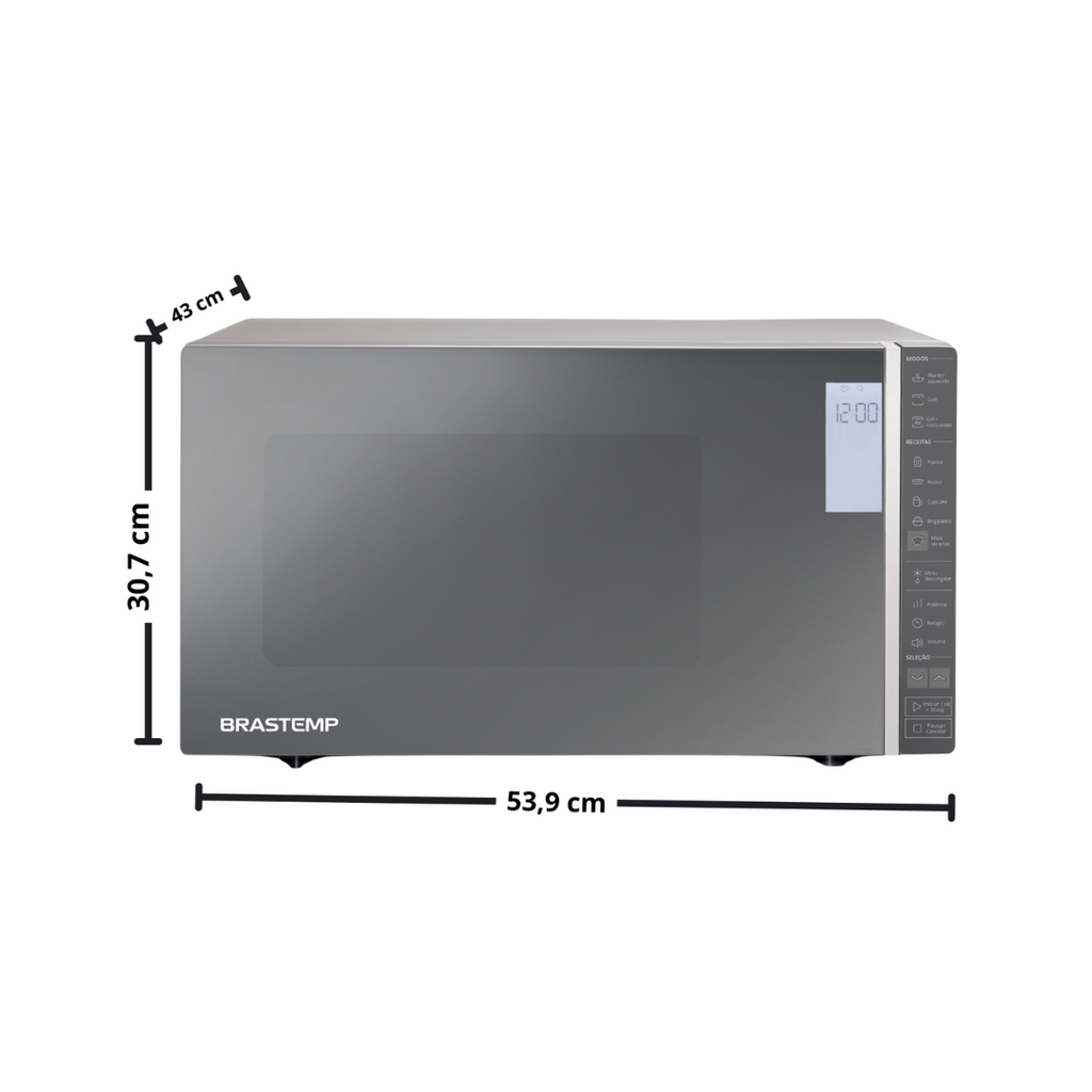 Micro-ondas Brastemp 32L Painel Integrado e Grill Inox Espelhado 220V