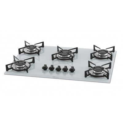 Cooktop à Gás Fischer 5 Bocas 1642-6986 Vidro Branco Bivolt