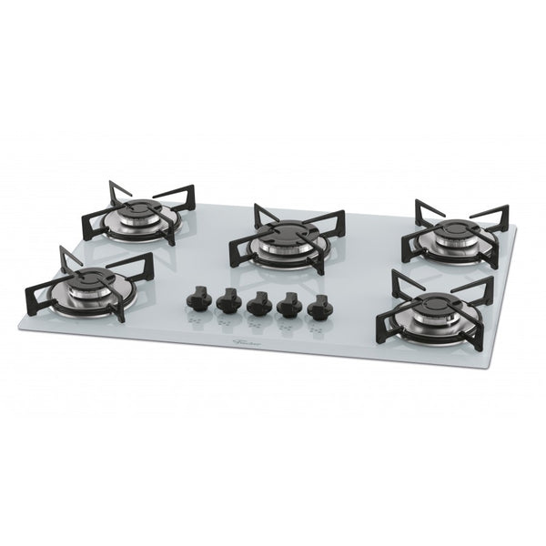 Cooktop à Gás Fischer 5 Bocas 1642-6986 Vidro Branco Bivolt