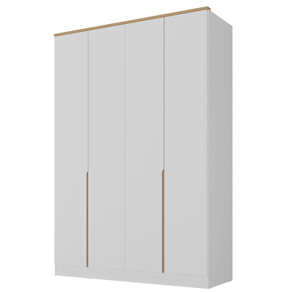 Roupeiro Logan 100% MDF Mambel 160cm 4 Portas Branco e Olmo