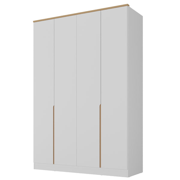 Roupeiro Logan 100% MDF Mambel 160cm 4 Portas Branco e Olmo