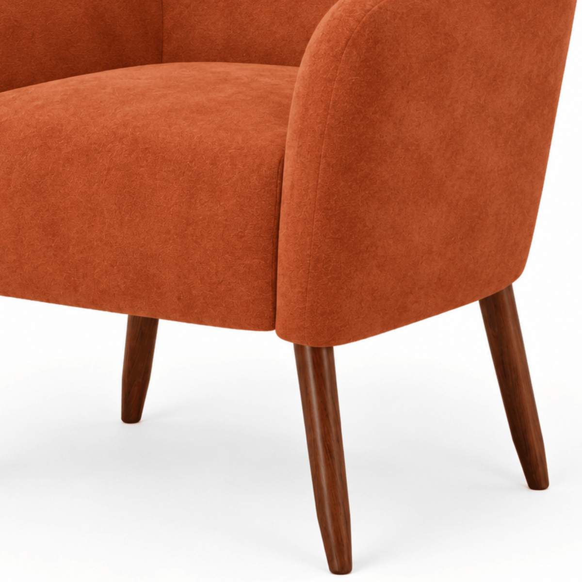Poltrona La Paz 78cm Konfort Pés Palito Castanho Veludo Ferrugem
