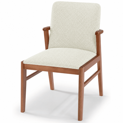 Cadeira Betina Artsoli Castanho Claro Linho Off White