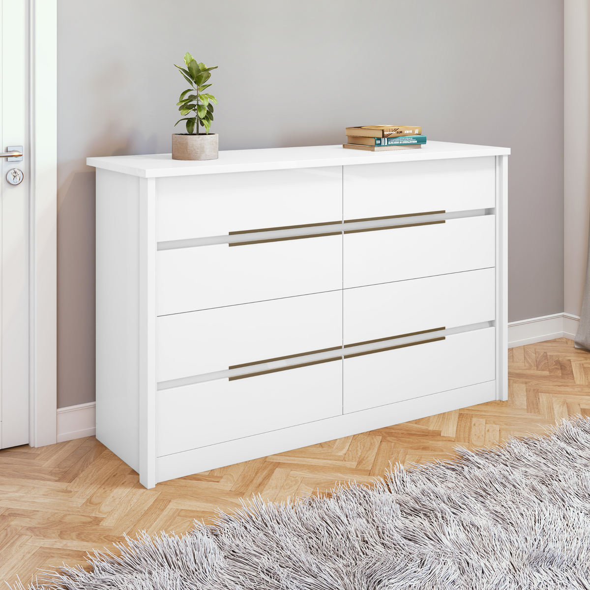 Cômoda Urban Lopas 8 Gavetas 152cm Branco