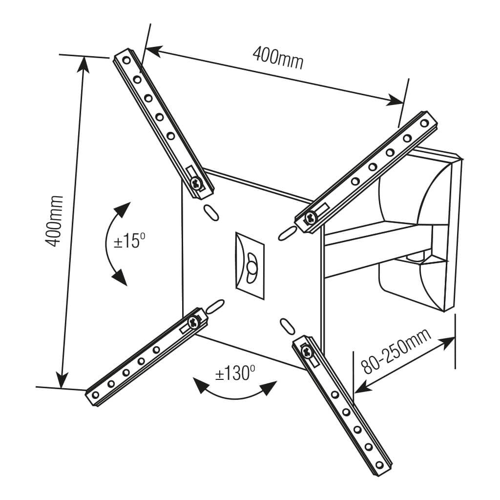 Suporte de Parede Articulado Brasforma SBRP-130 para TVs de 10 a 55" LCD, LED, Plasma e 3D Preto