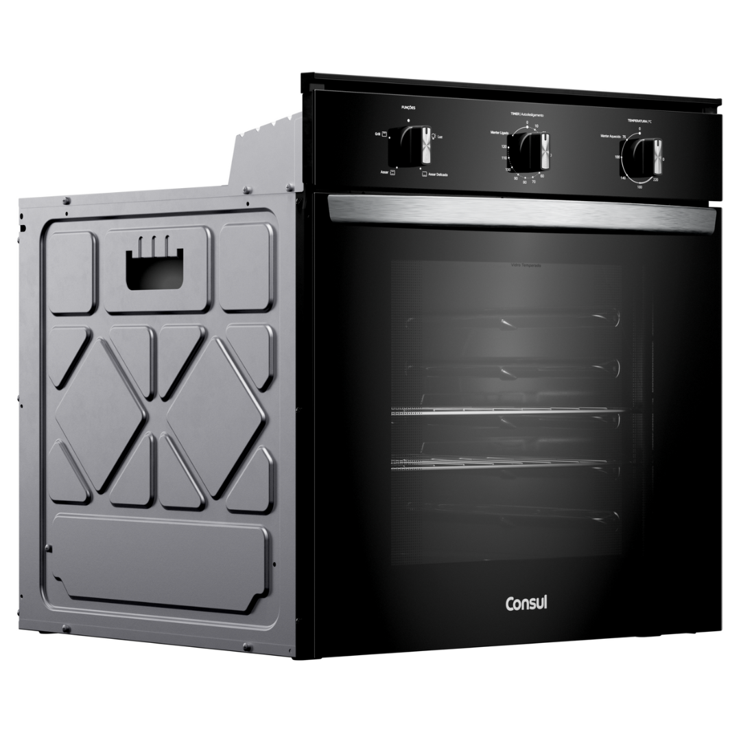 Forno de Embutir Elétrico Consul 84L COB84BE com Timer e Grill Preto 220V