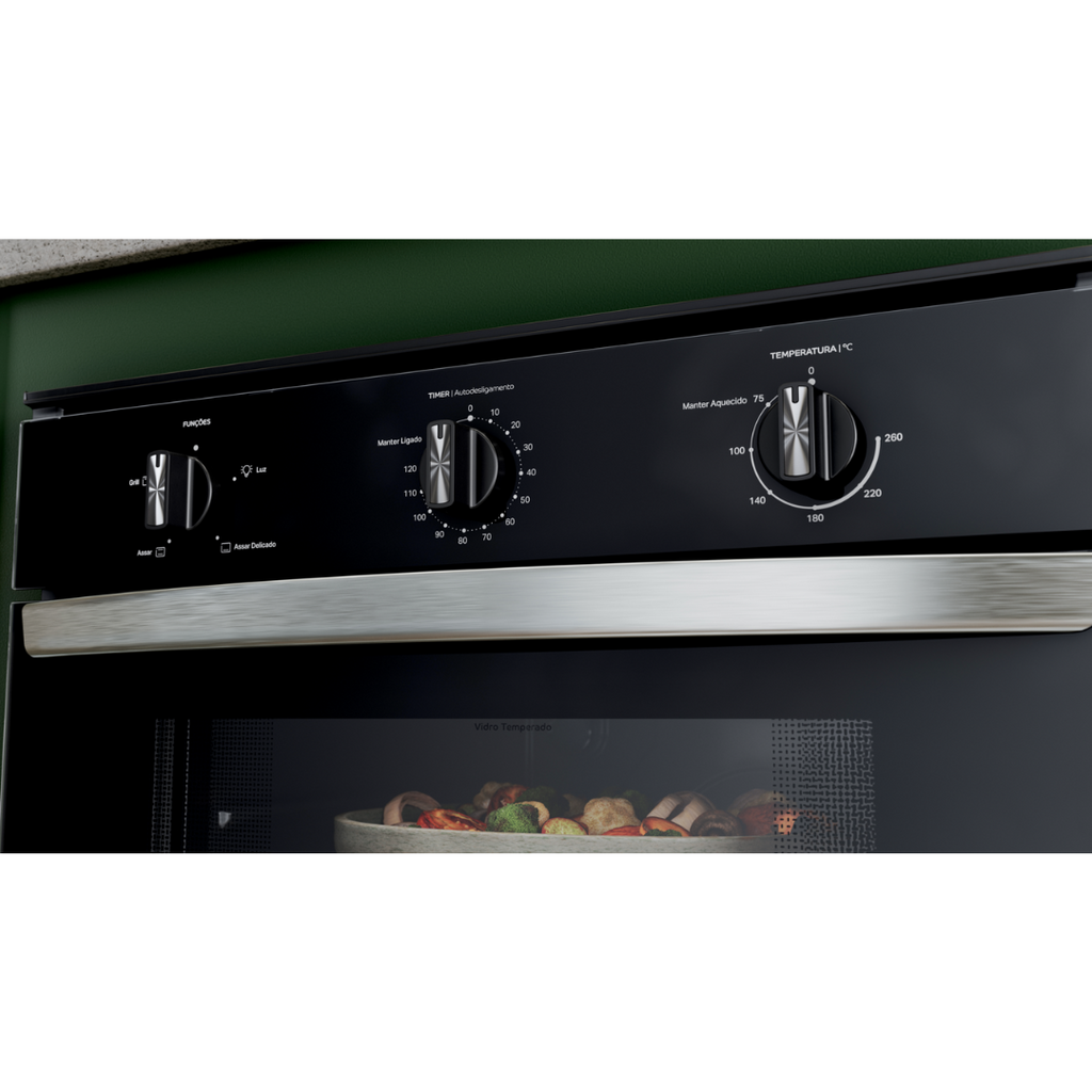 Forno de Embutir Elétrico Consul 84L COB84BE com Timer e Grill Preto 220V