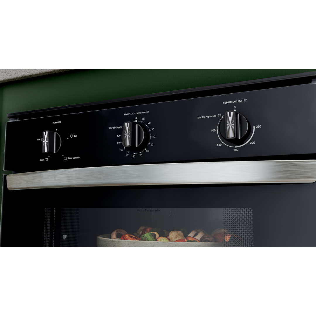 Forno de Embutir Elétrico Consul 84L COB84BE com Timer e Grill Preto 220V