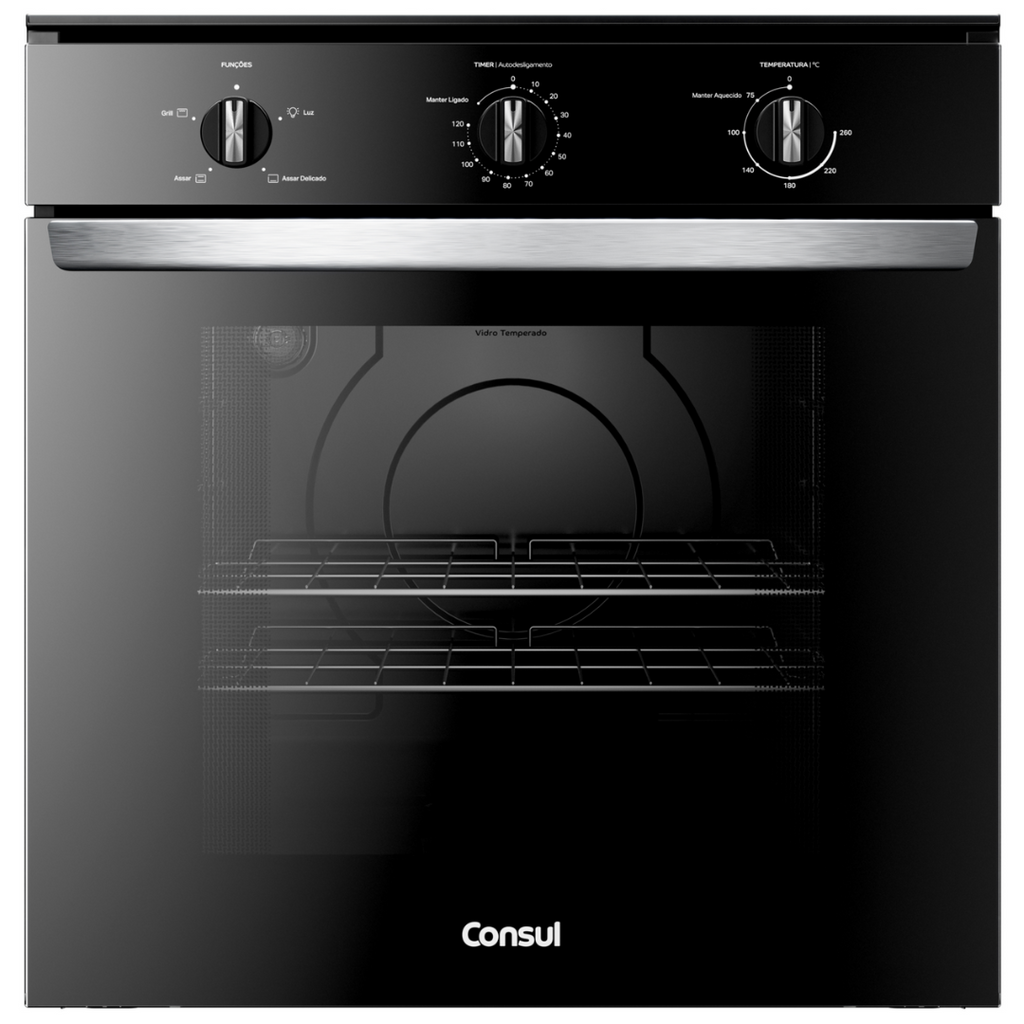 Forno de Embutir Elétrico Consul 84L COB84BE com Timer e Grill Preto 220V