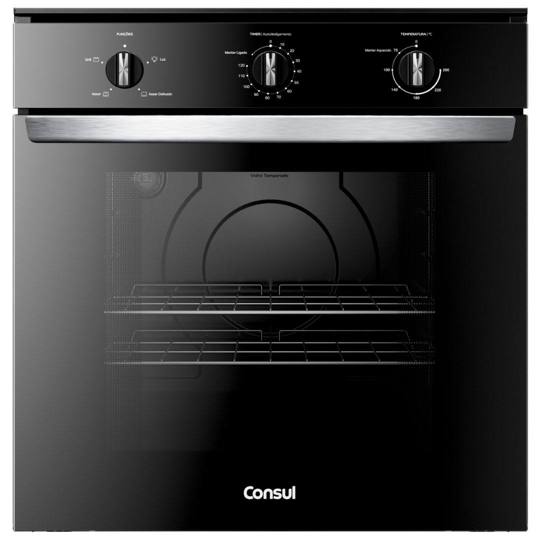 Forno de Embutir Elétrico Consul 84L COB84BE com Timer e Grill Preto 220V