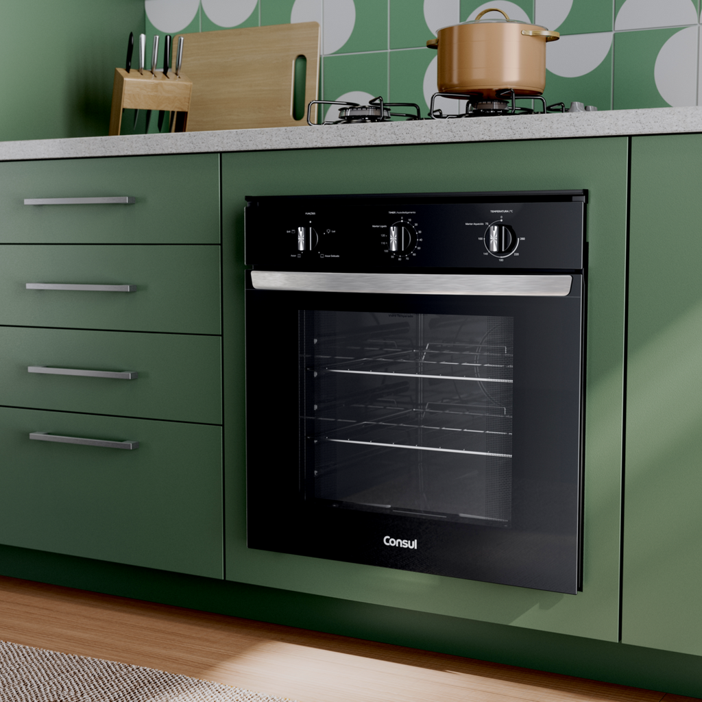 Forno de Embutir Elétrico Consul 84L COB84BE com Timer e Grill Preto 220V