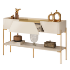Aparador Liara DJ Móveis 140cm 1 Gaveta Off White Pés em Dourado