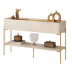 Aparador Liara DJ Móveis 140cm 1 Gaveta Off White Pés em Dourado