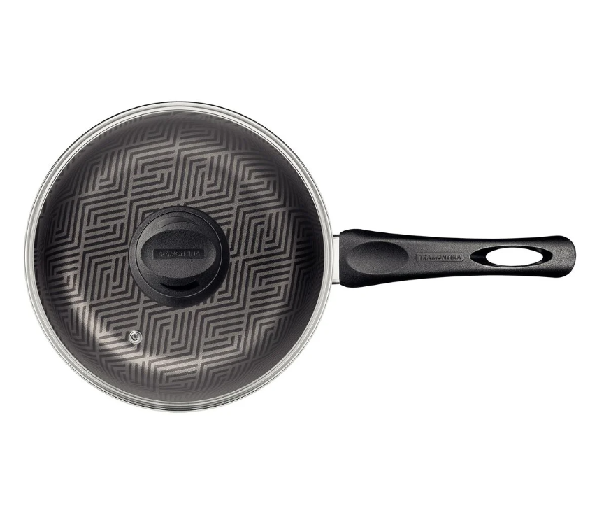 Panela Tramontina 20cm  2,9 L Paris em Alumínio com Revestimento Interno e Externo em Antiaderente Starflon Max Chumbo com Tampa de Vidro