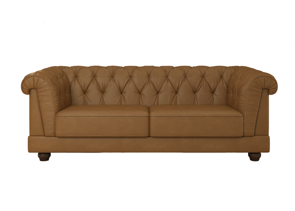 Sofá Living Ponteio 220cm Molufan 2 assentos Corino Caramelo