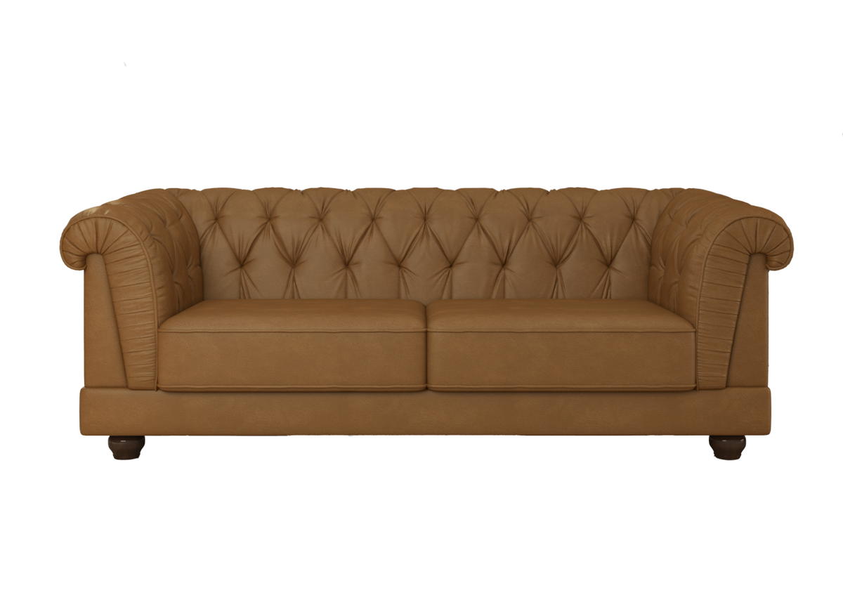 Sofá Living Ponteio 220cm Molufan 2 assentos Corino Caramelo