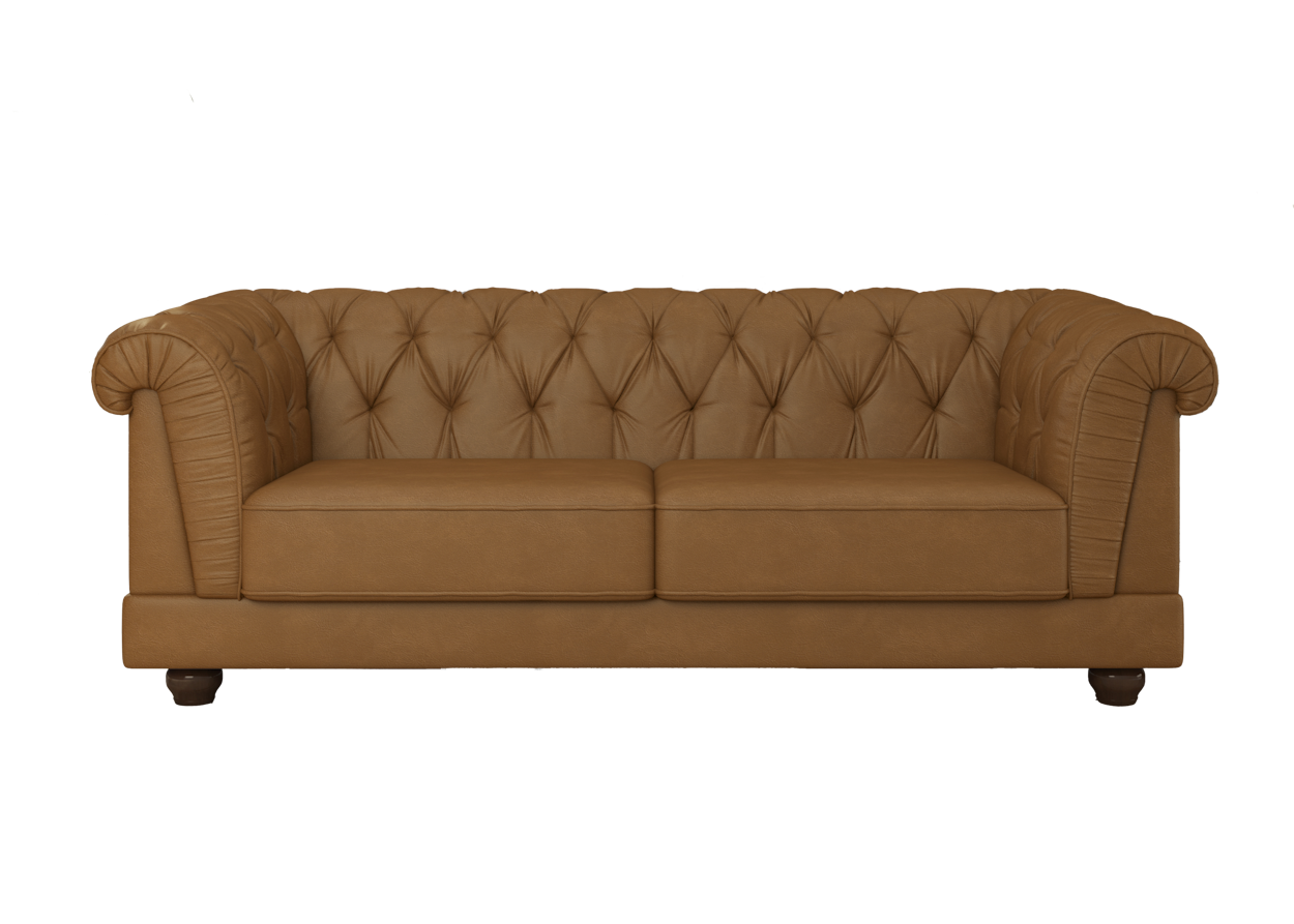 Sofá Living Ponteio 220cm Molufan 2 assentos Corino Caramelo