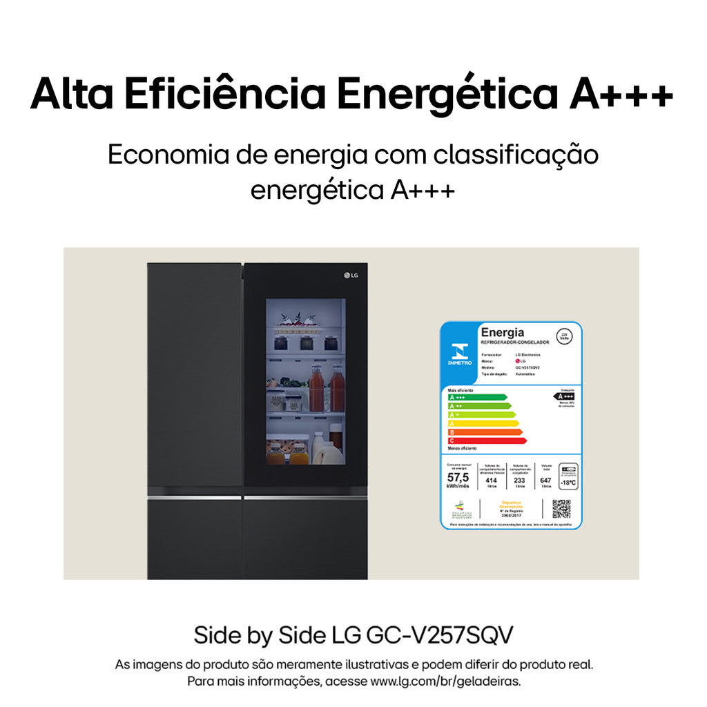 Refrigerador LG 647L Side By Side InstaView Inverter Black Inox 220V