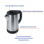 Chaleira Elétrica Agratto Aroma 2,2L 1500W Inox ACEI01I-02 220V