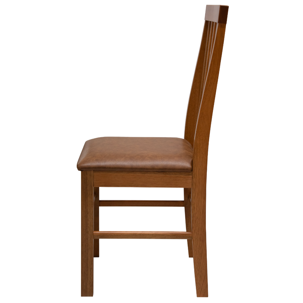 Cadeira Milena Matte Estofada Madeira Caramelo Courino Caramelo