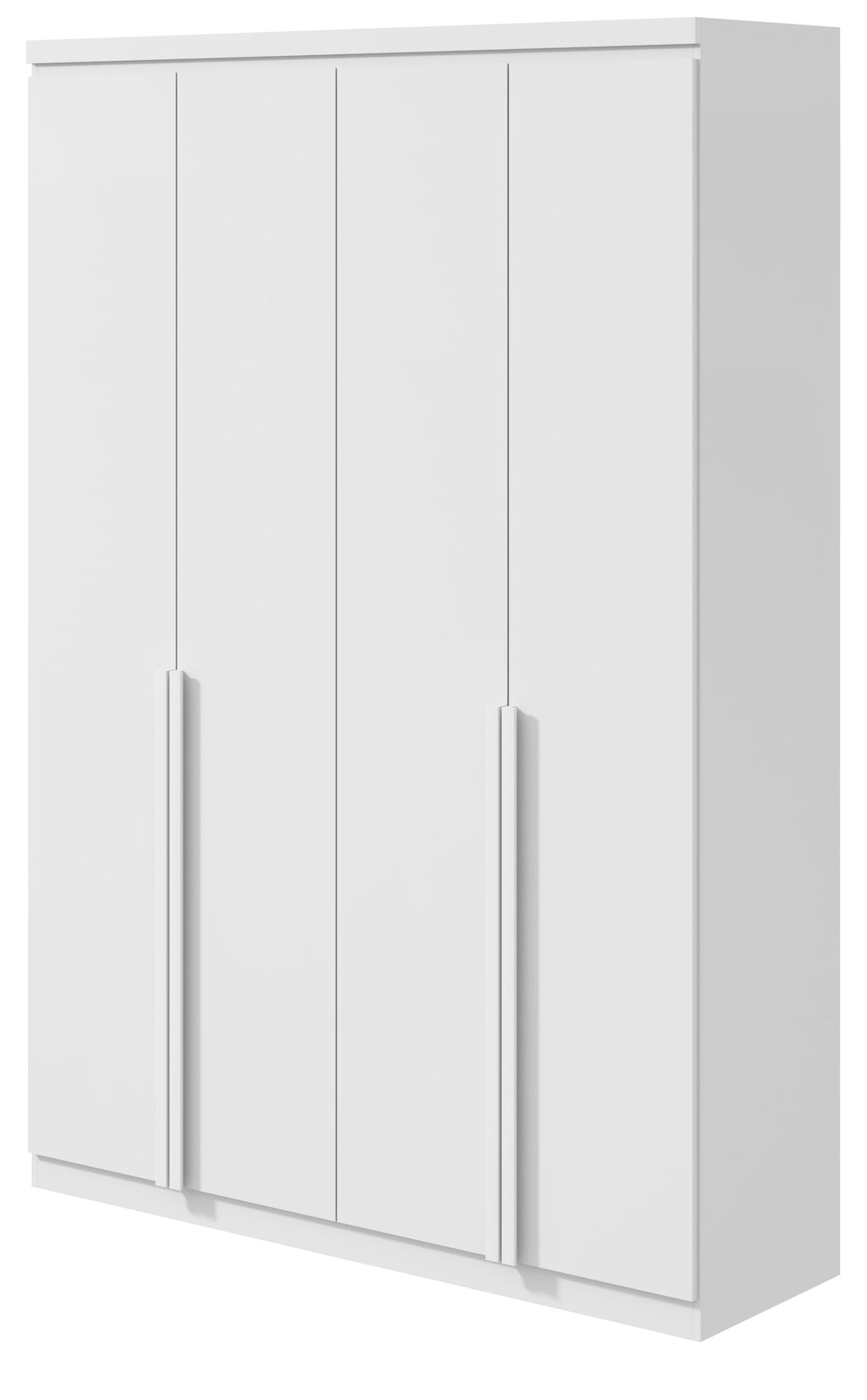 Roupeiro Alonzo Lopas 153cm 4 Portas com Puxador em Madeira  Branco