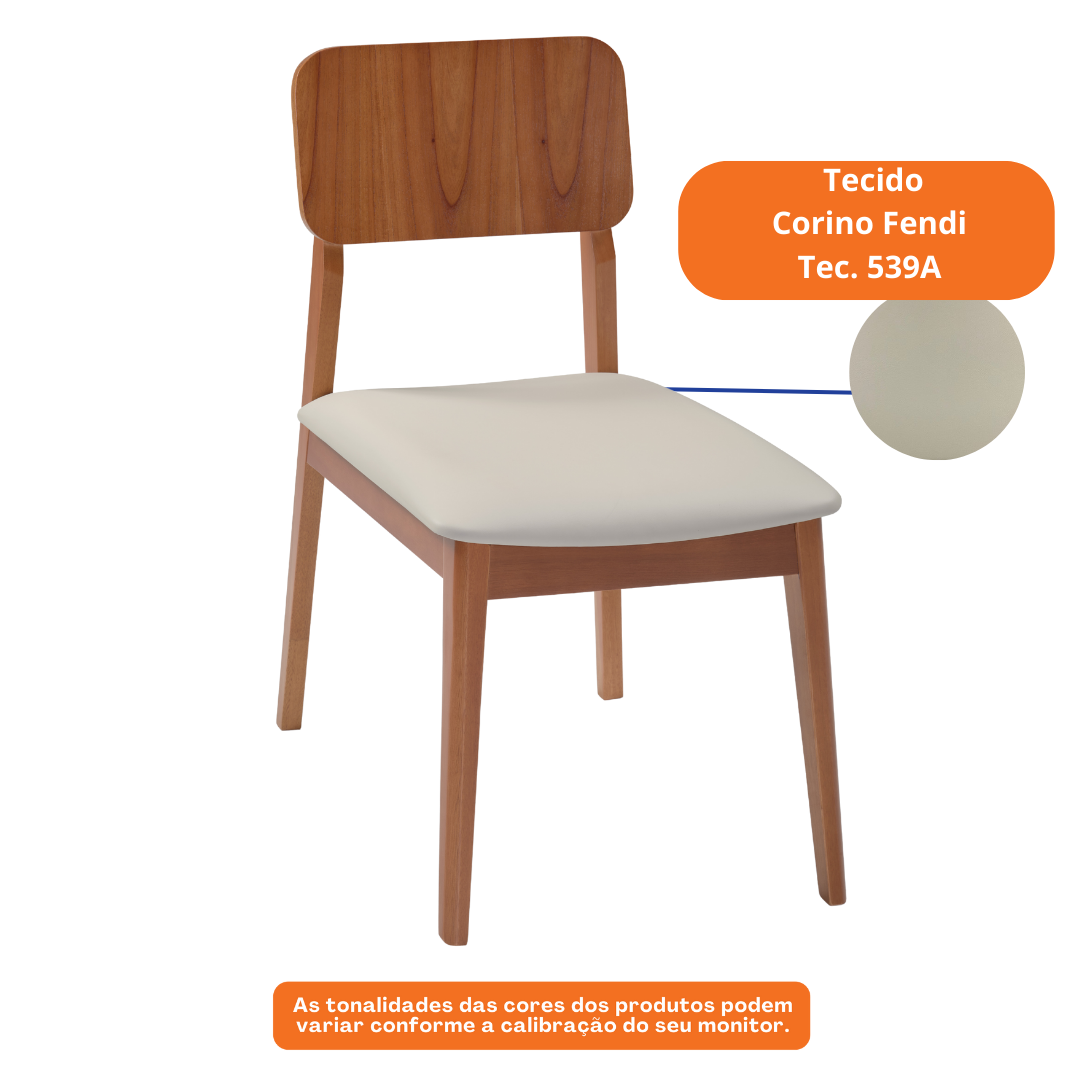 Cadeira Sara Artsoli Laminada Castanho Claro Corino Fendi
