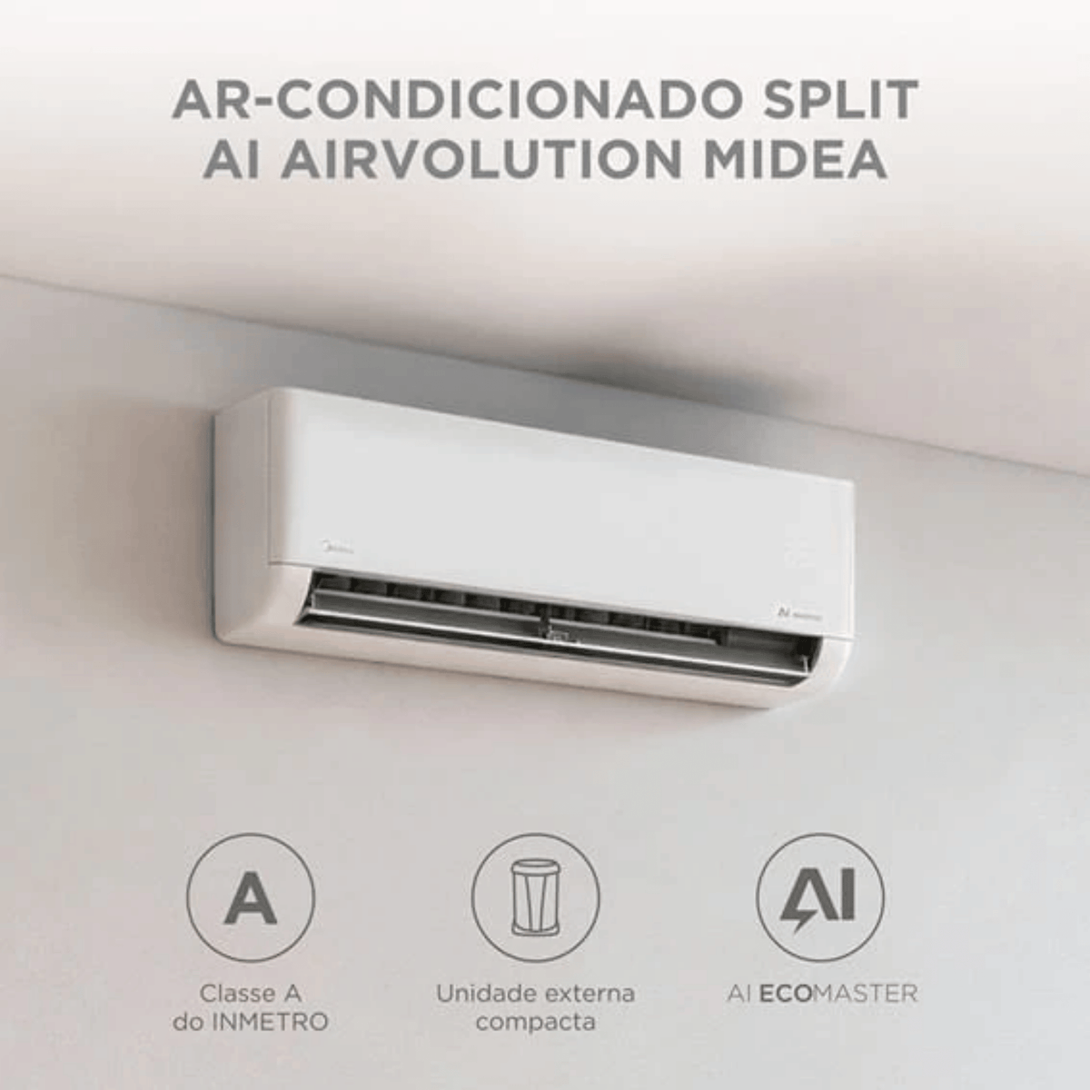 Ar-Condicionado Split Inverter Midea 12000 BTUs AI AirVolution Frio Branco 220V