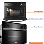 Forno de Embutir Elétrico Consul 47L COB47BE com Timer e Função Gratinar Preto 220V