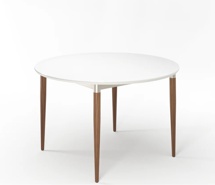 Mesa Abbey Redonda cor Natural Off White Fosco e Champanhe