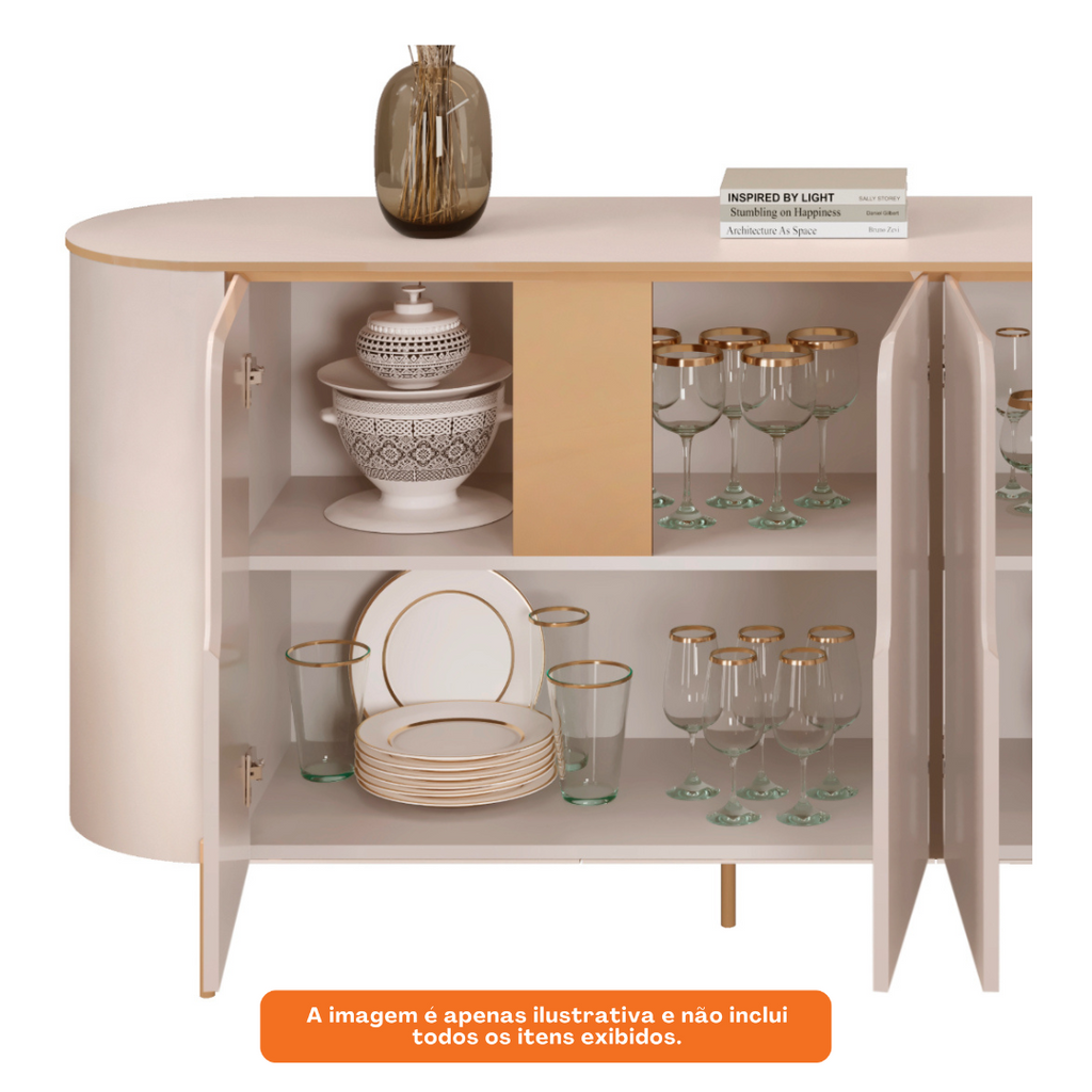 Balcão Buffet Cleo DJ Móveis 196cm 4 Portas Off White