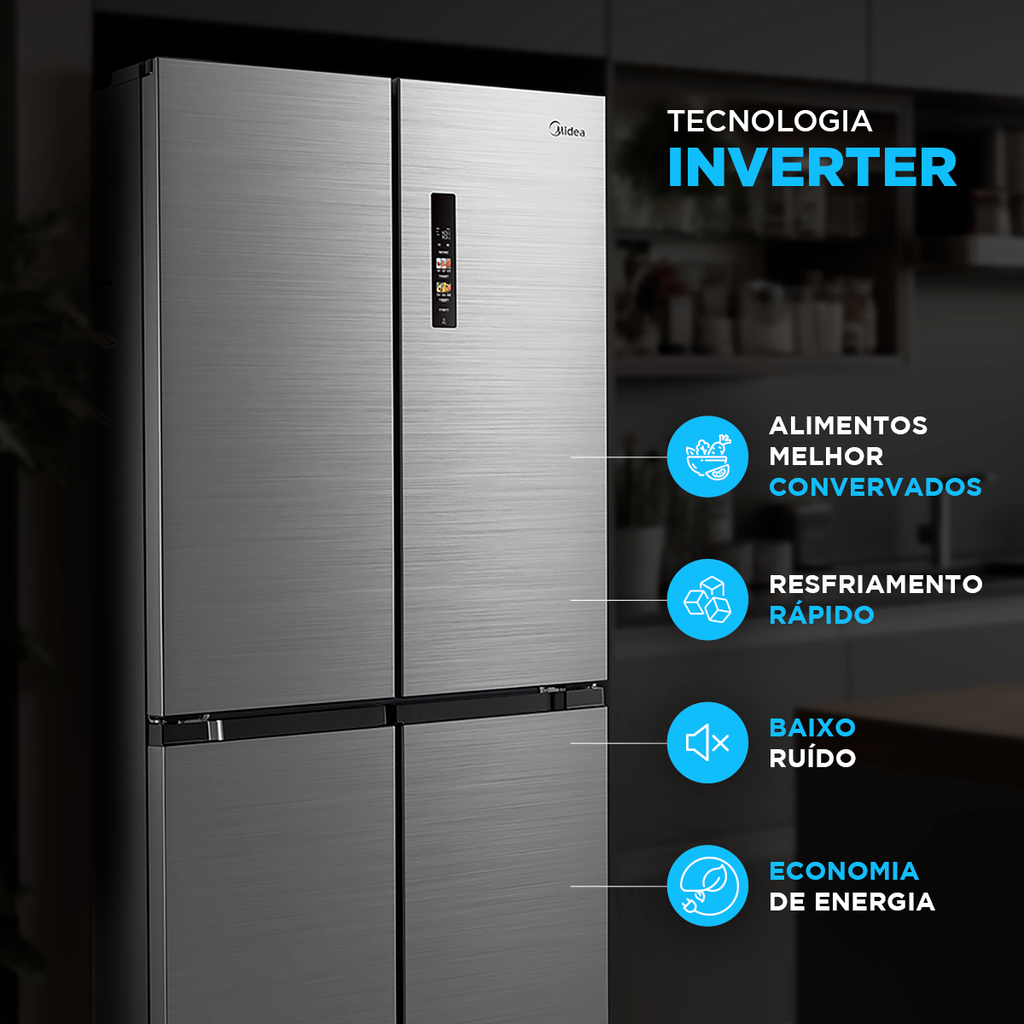Refrigerador Midea 474L MultiDoor Smart Inverter Inox Bivolt