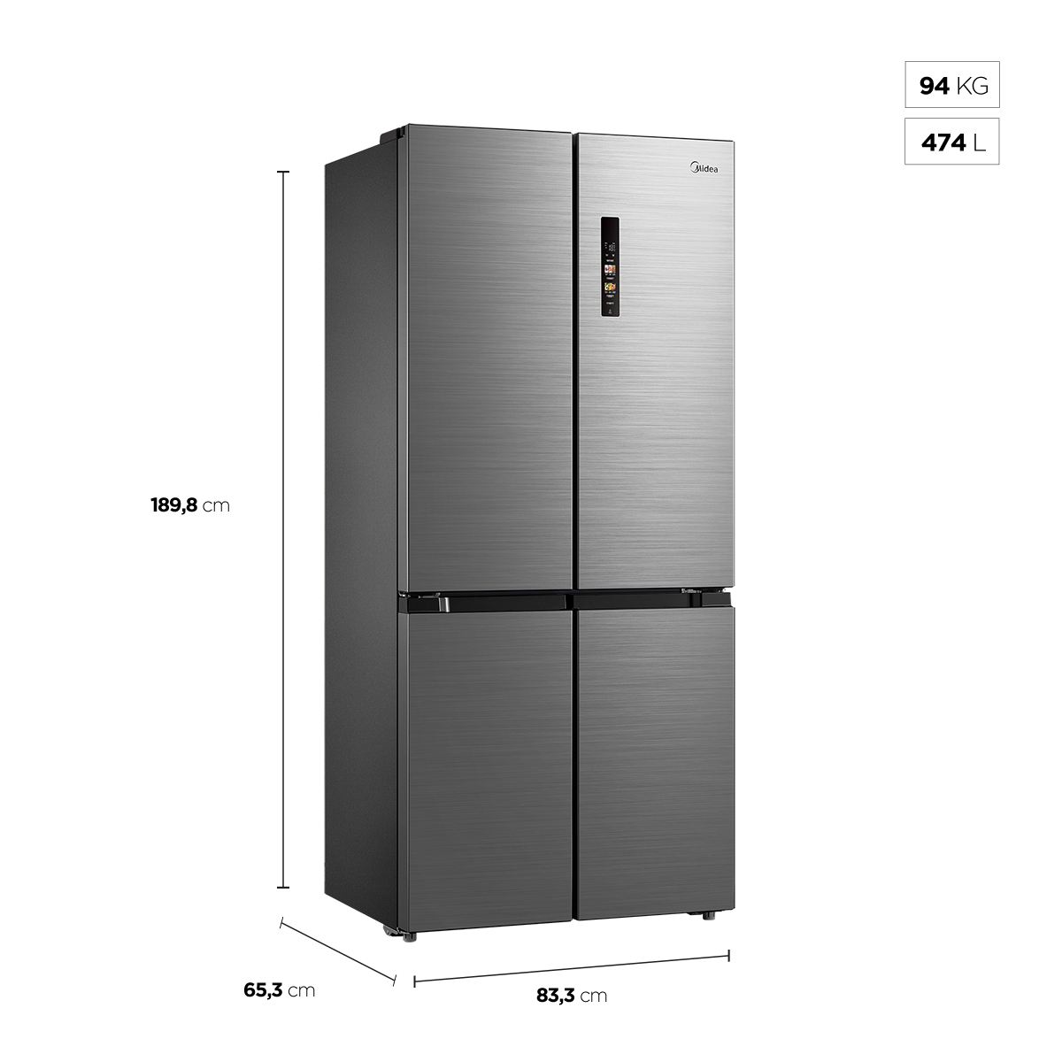 Refrigerador Midea 474L MultiDoor Smart Inverter Inox Bivolt