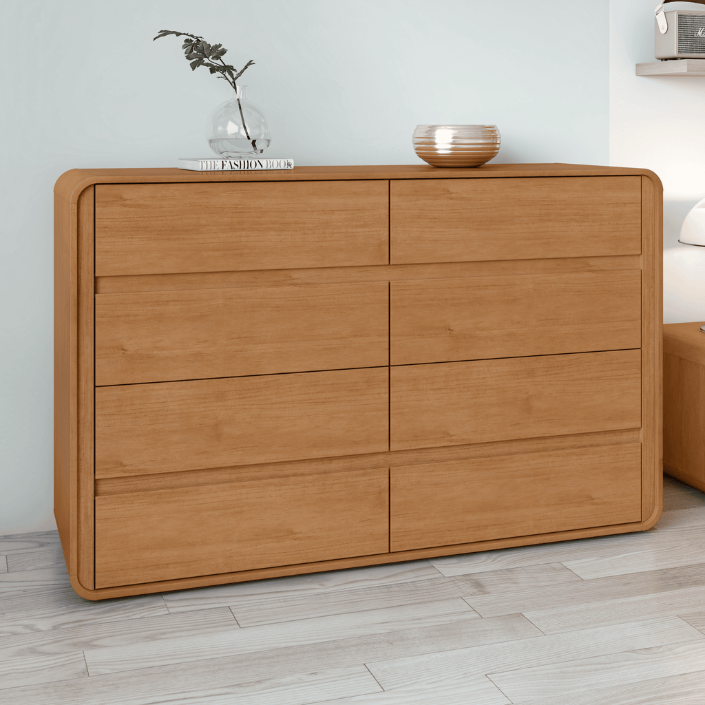 Cômoda Loop II Lopas 8 Gavetas 152cm Amêndoa Clean