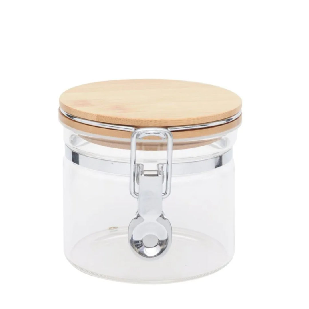 Pote Hermético de  Vidro Cromus com tampa Bambu Marrom