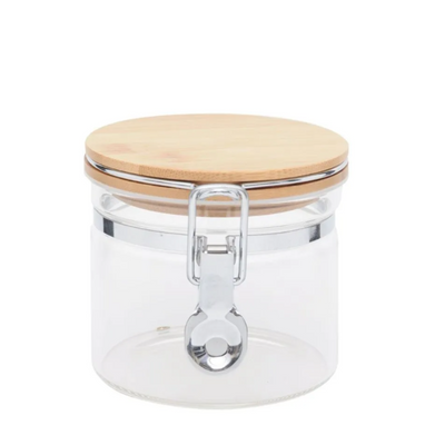 Pote Hermético de  Vidro Cromus com tampa Bambu Marrom