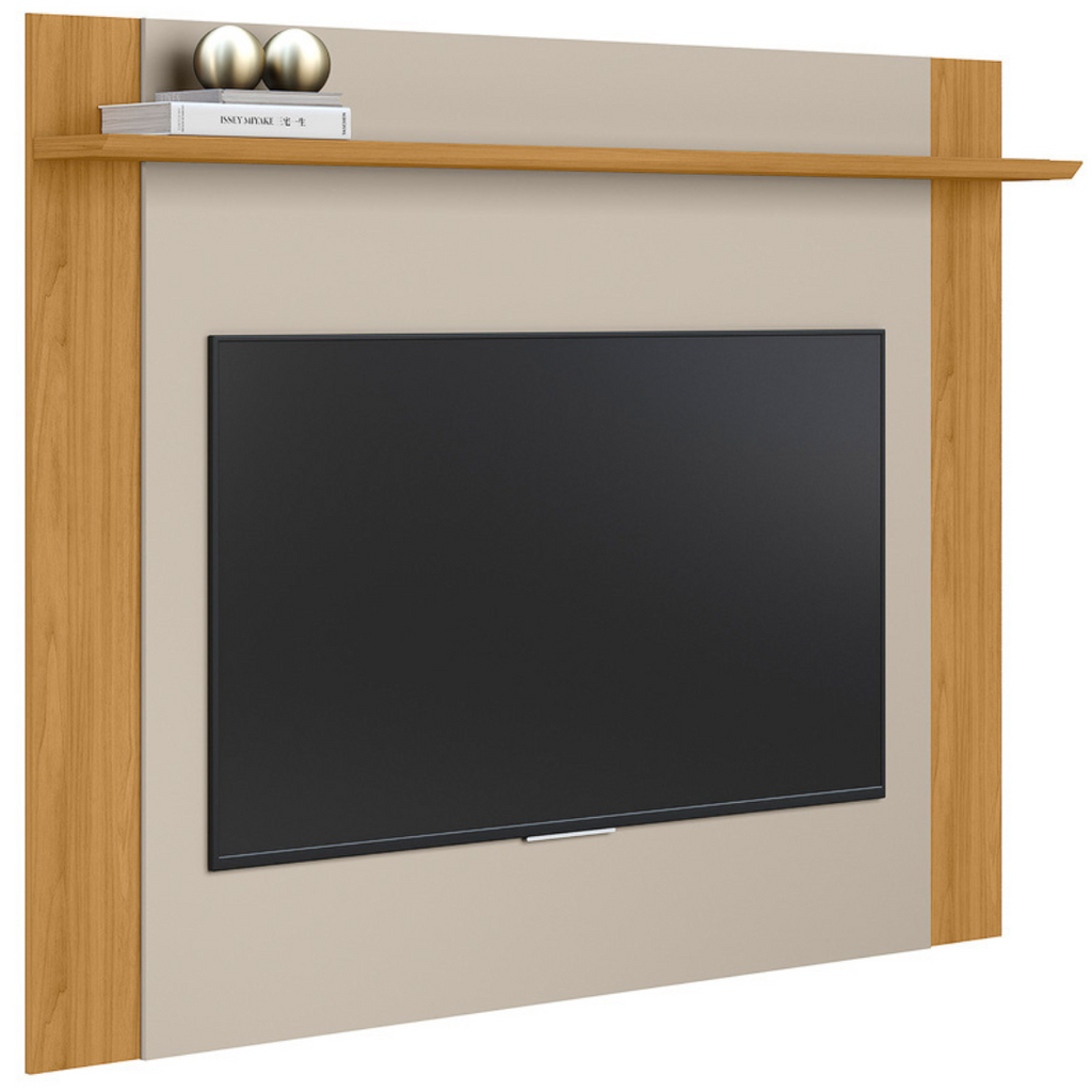 Painel Extensível Suspenso Tulum Linea para TV's até 55" com Prateleira Flex Tauari e Off White