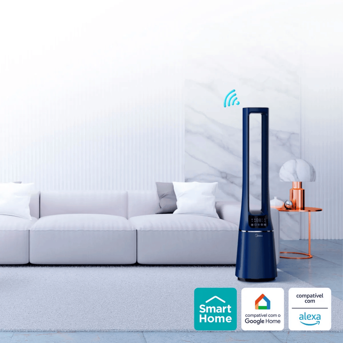 Ventilador de Torre Midea Smart Air Bladeless VTB180A3 Azul Escuro Bivolt