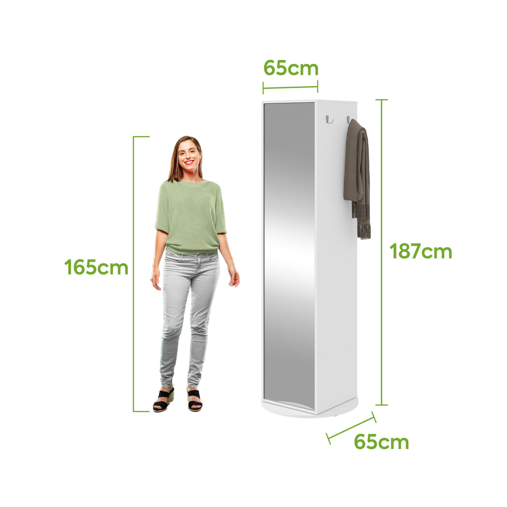 Sapateira Esthela Giratória Lopas 65x187cm com Espelho  Branco