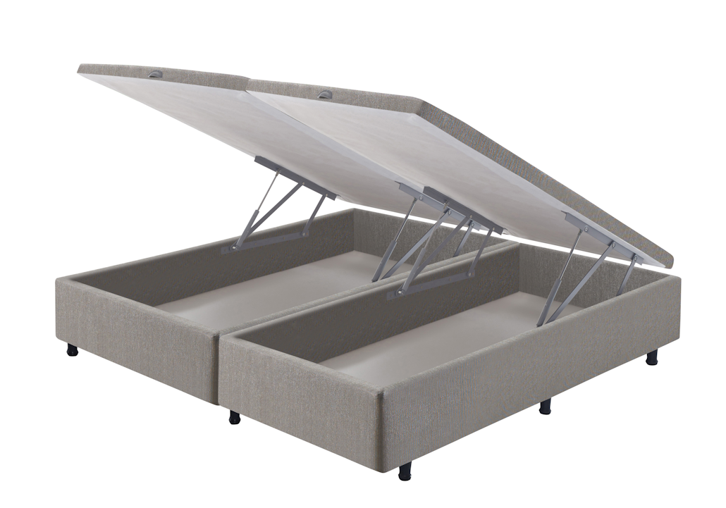 Base Baú para Colchão Queen Ecoflex 158x198x30 Lisa Cinza Chumbo