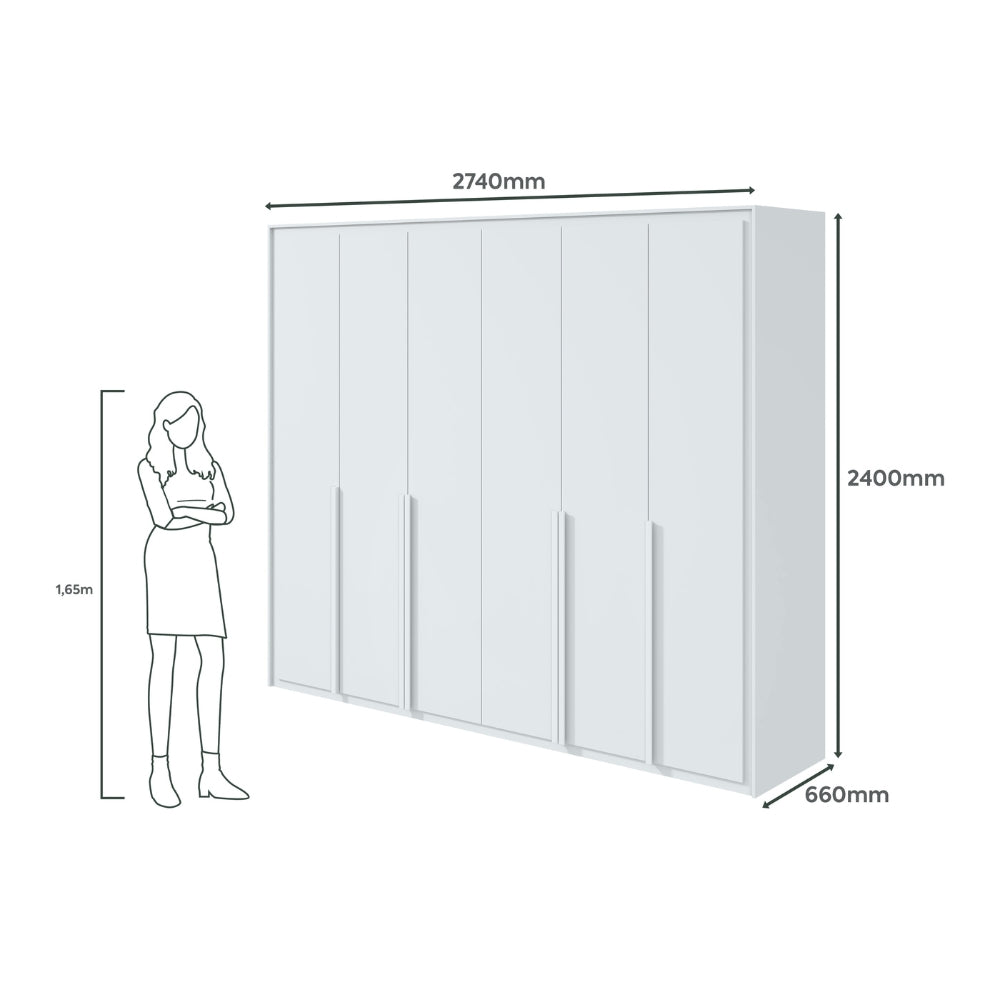 Roupeiro Imperatore Lopas  274cm 100% MDF 6 Portas Branco