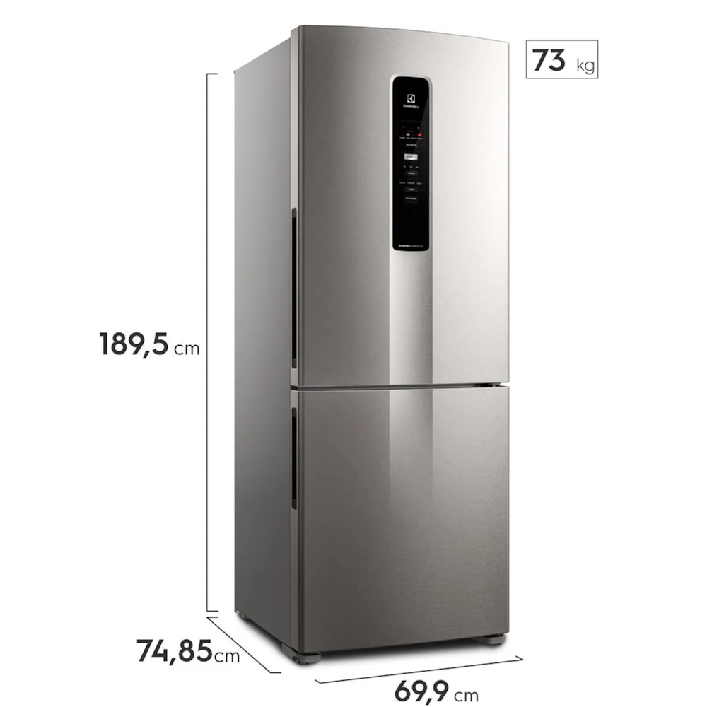 Refrigerador Electrolux 490L IB7S Inverter Duplex Efficient AutoSense Inverse Inox 220V