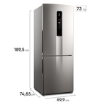 Refrigerador Electrolux 490L IB7S Inverter Duplex Efficient AutoSense Inverse Inox 220V