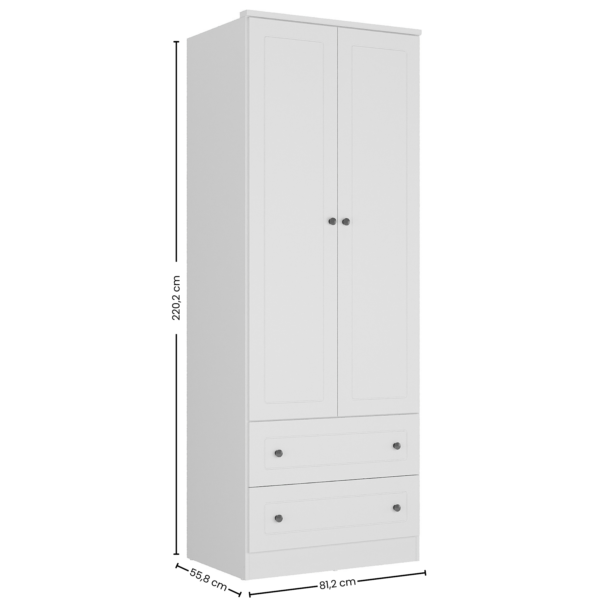 Roupeiro Fort Mambel 81cm 100% MDF 2 Portas 2 Gavetas Branco