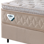 Conjunto Cama Box Lush Casal Ecoflex 138x188x72cm Molas Ensacadas Wide Linho Bege