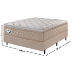 Conjunto Cama Box Lush Casal Ecoflex 138x188x72cm Molas Ensacadas Wide Linho Bege